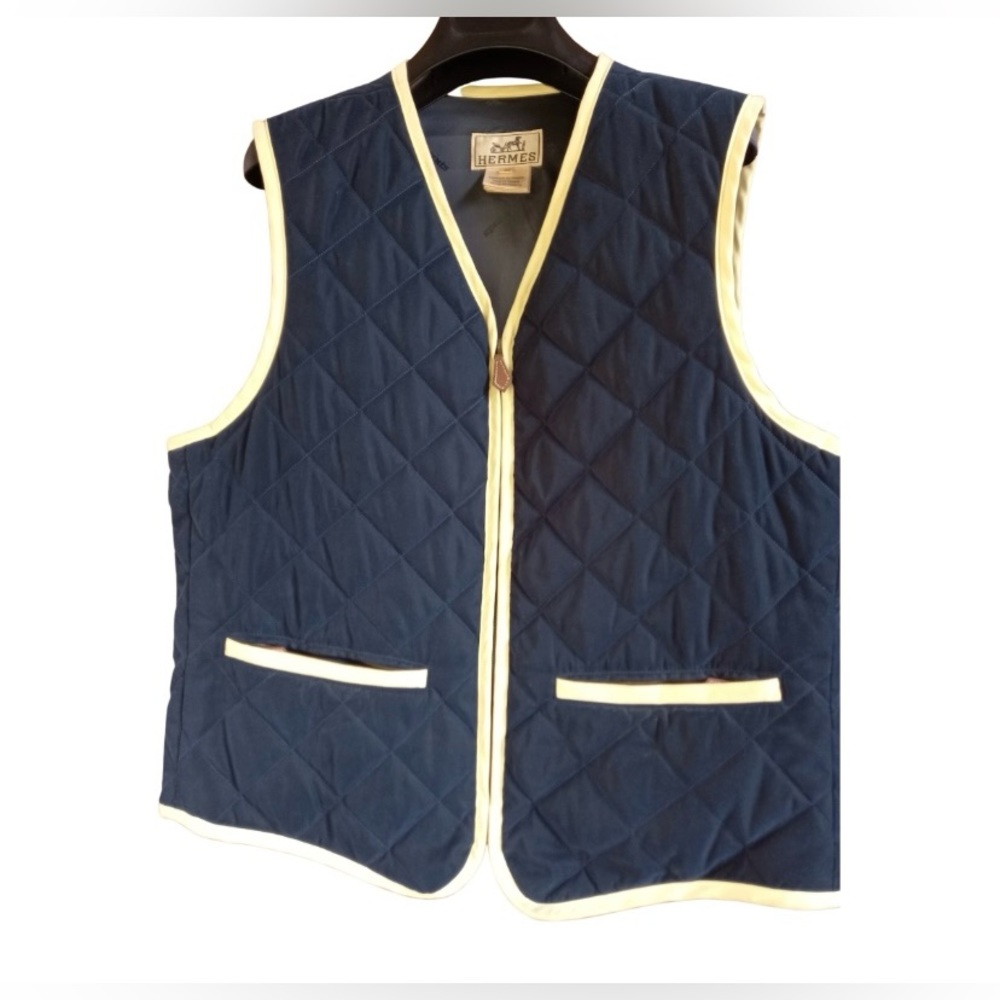 HERMÈS UNISEX DIAMOND BLEU NUIT QUILTED VEST/NWOT